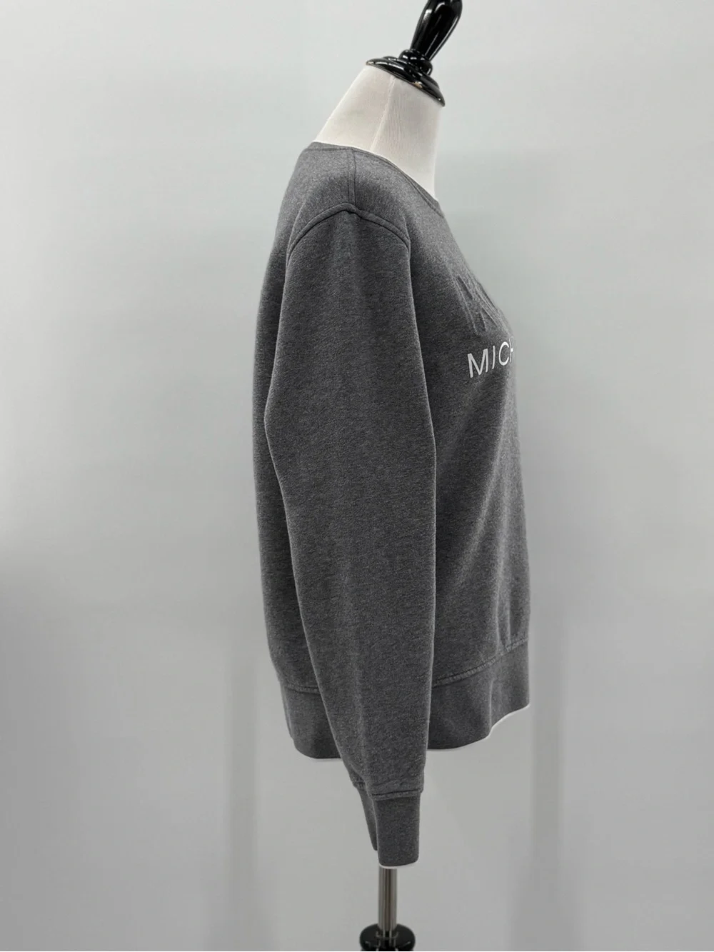Michael Kors Logo Sweatshirt Gray Fleece Lined Pullover Crewneck Medium